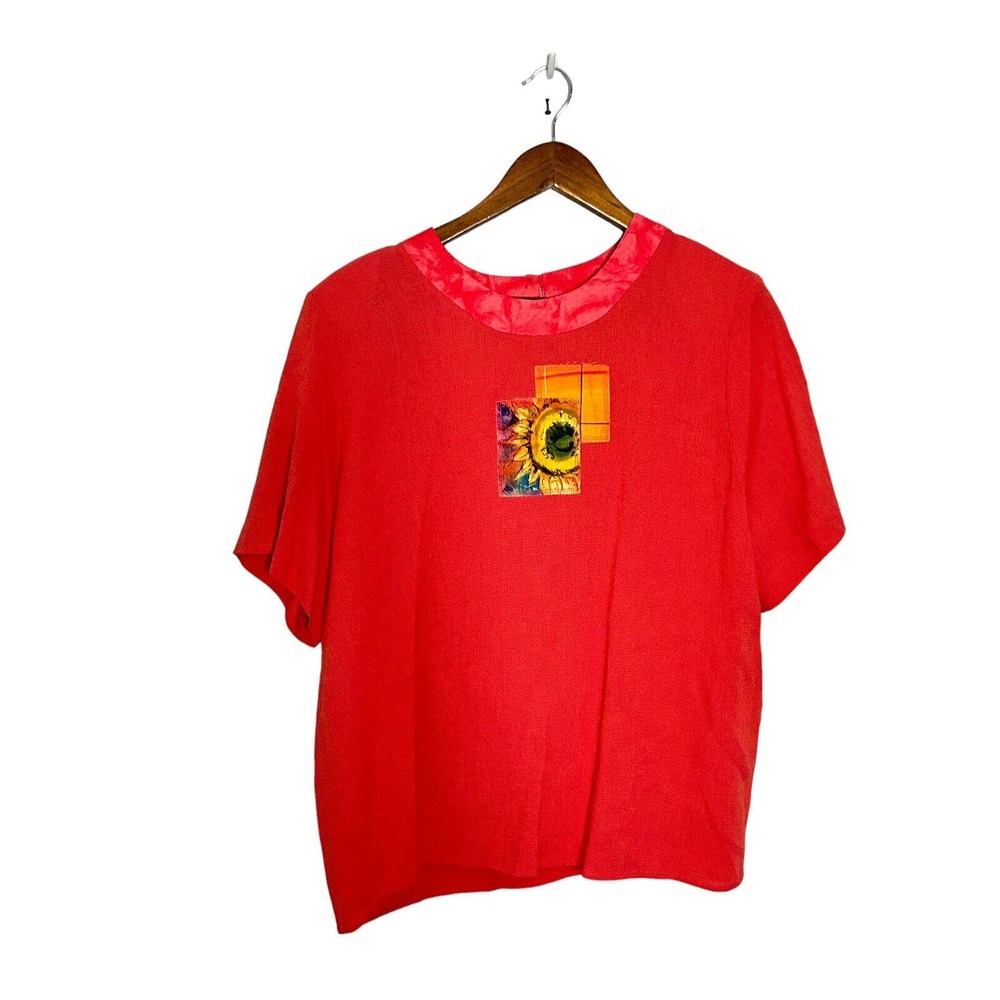 City Girl Nancy Bolen‎ Coral short sleeve blouse top womens 14